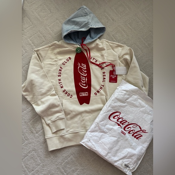 Kith x Coca-Cola Surfboard Williams II Hoodie Turtledove/ M/ New with tag
